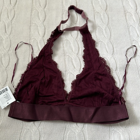 Urban Outfitters Halter Lace Bralette | Raspberry Burgundy | Size L - Picture 6 of 8